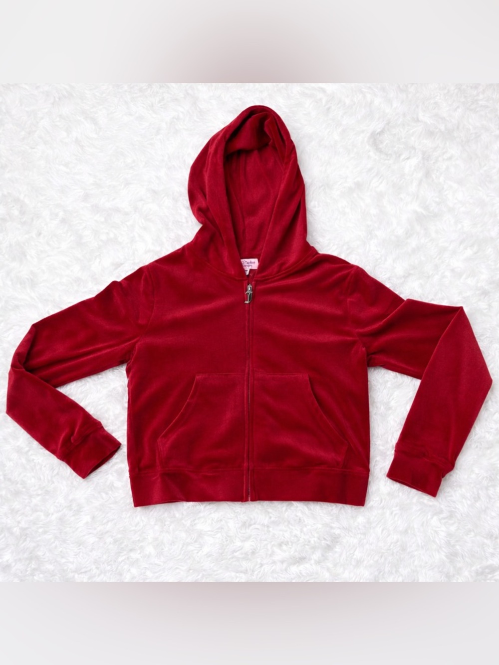Juicy Couture Red Velour Zip Hoodie - Picture 3 of 10